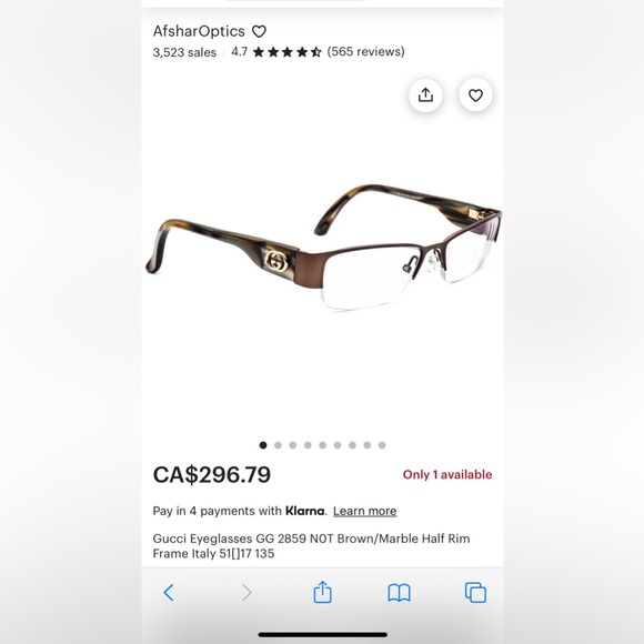 Gucci glasses Model 2859 NOT Brown/marble half rim frame Italy 51[]17 135 - Picture 9 of 9